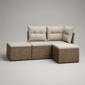Sofá de Jardim Modular em L de 3 Peças em Rattan PE Castanho com Almofadas Bege, 210 x 140 x 85 cm