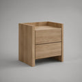 Mesa de Cabeceira com 2 Gavetas em MDF, Carvalho Natural, 45 x 40 x 60 cm