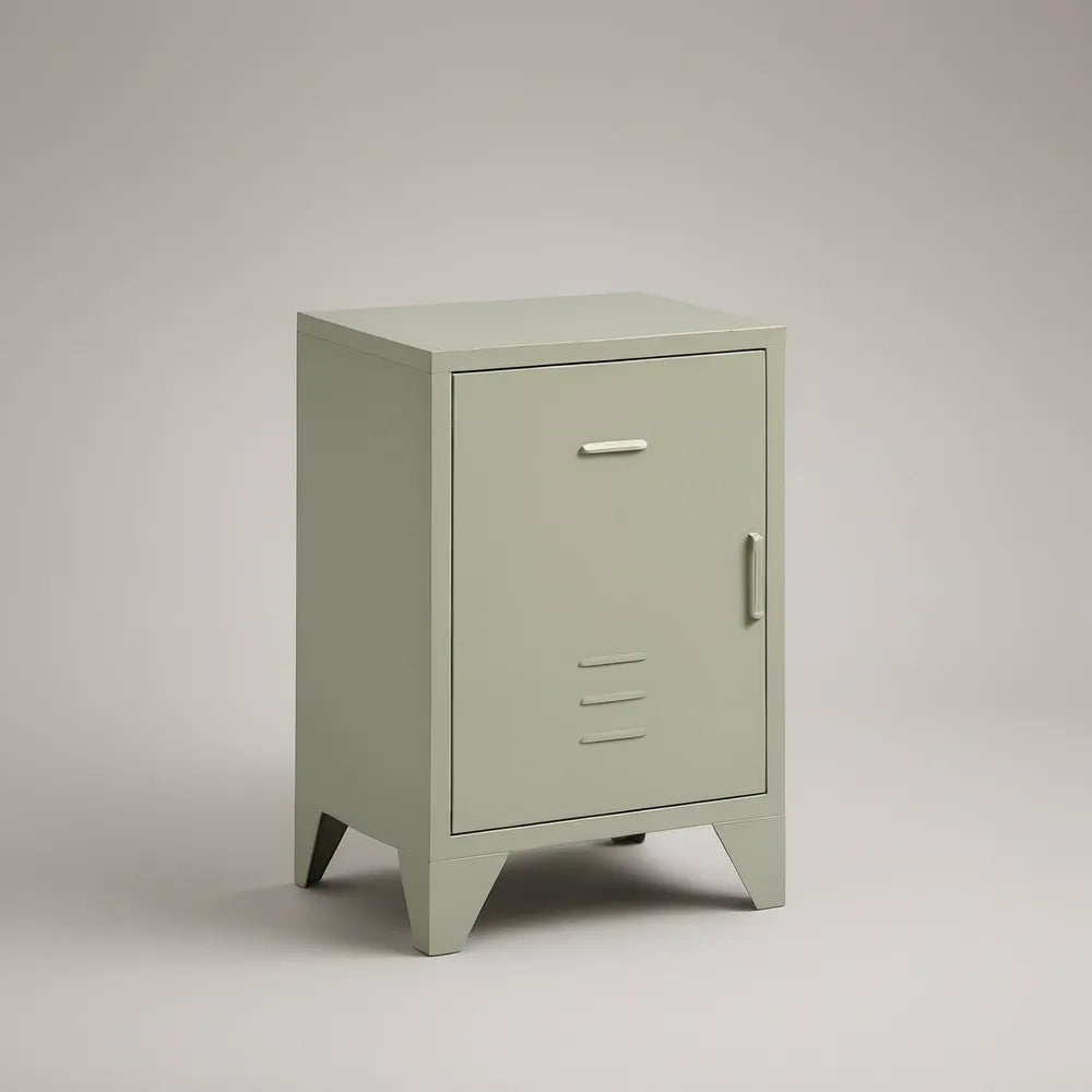 Mesa de Cabeceira em Aço Verde Sálvia com Porta 40 x 35 x 60 cm