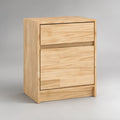 Mesa de Cabeceira em Pinho Maciço Natural com 2 Gavetas, 45 x 35 x 60 cm