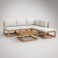 Conjunto de Exterior em L de 4 Peças em Madeira Maciça de Acácia Castanho Natural e Bege, 230 x 160 x 65 cm
