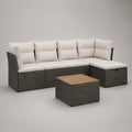 Conjunto Modular de Exterior em Canto de 4 Peças, Cinzento, Branco e Castanho, 240 x 190 x 65 cm