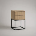 Mesa de Cabeceira com 2 Gavetas em MDF Carvalho Claro e Aço Preto, 45 x 40 x 60 cm